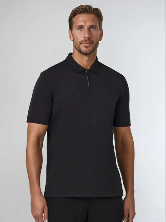 Black Polo Shirt with Zip