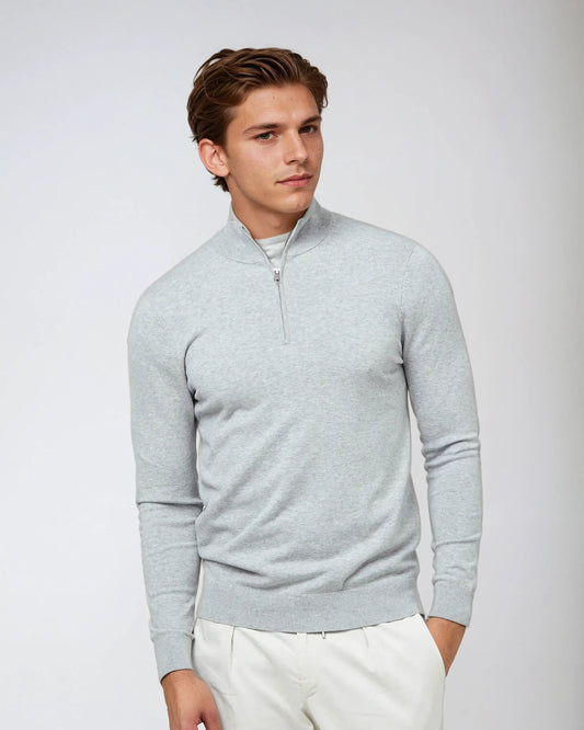 Half Zip Sweater – Light Grey