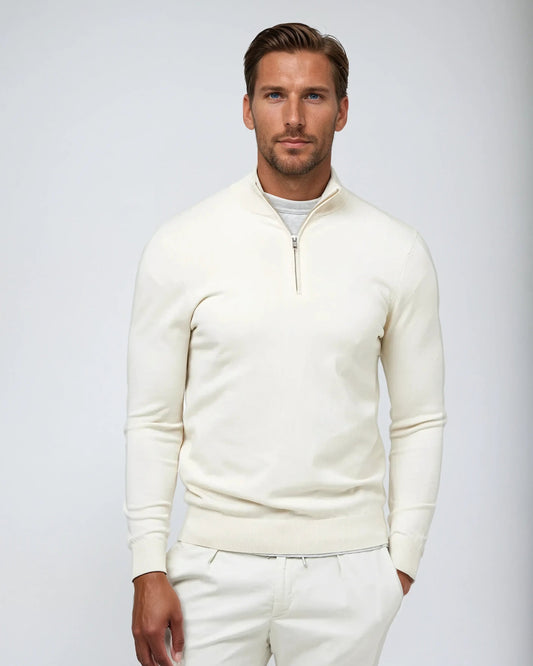 Essential Half Zip Sweater - White